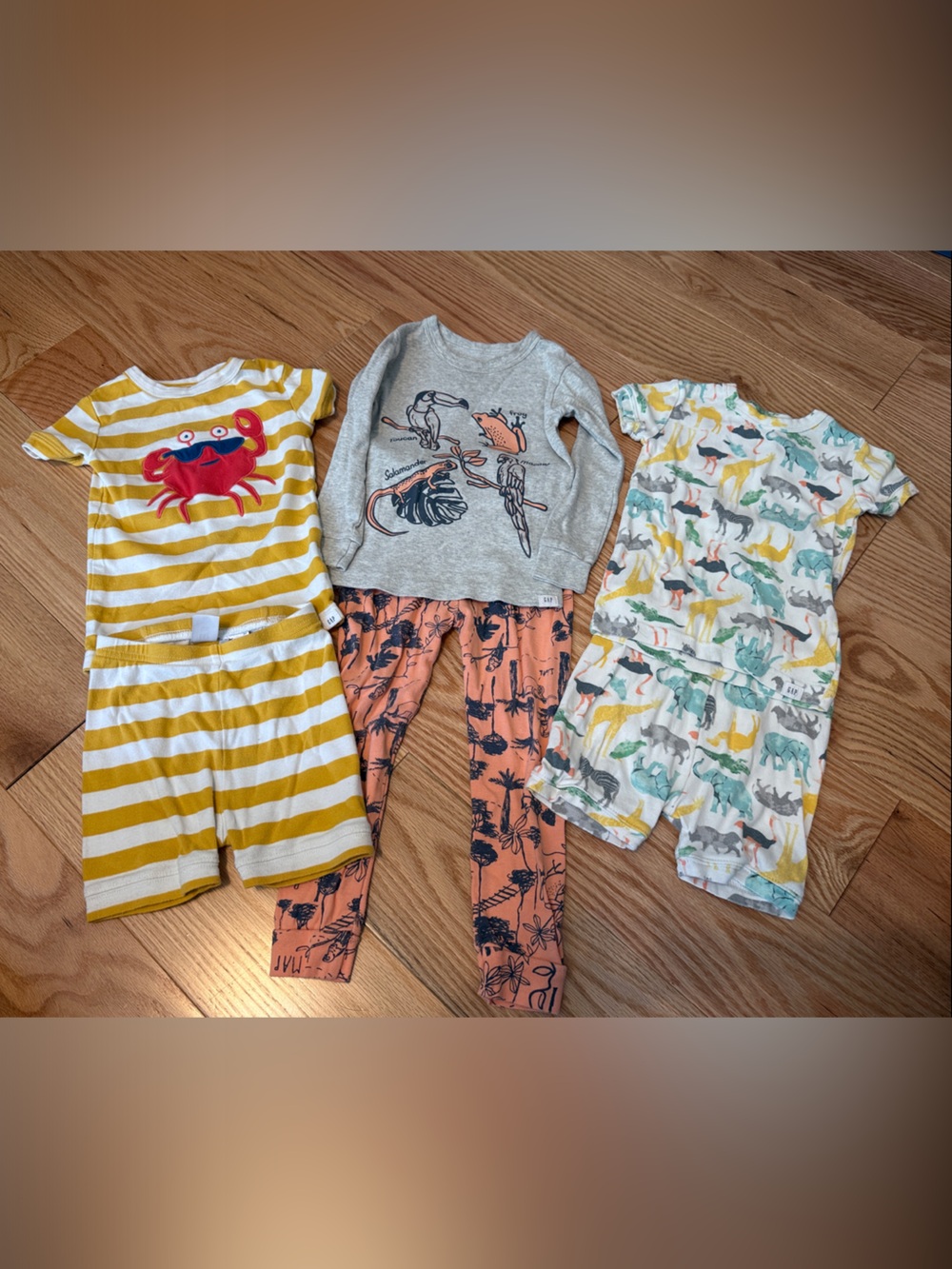 GAP Kids Yellow & White Striped Crab Short Sleeve Pajama Top